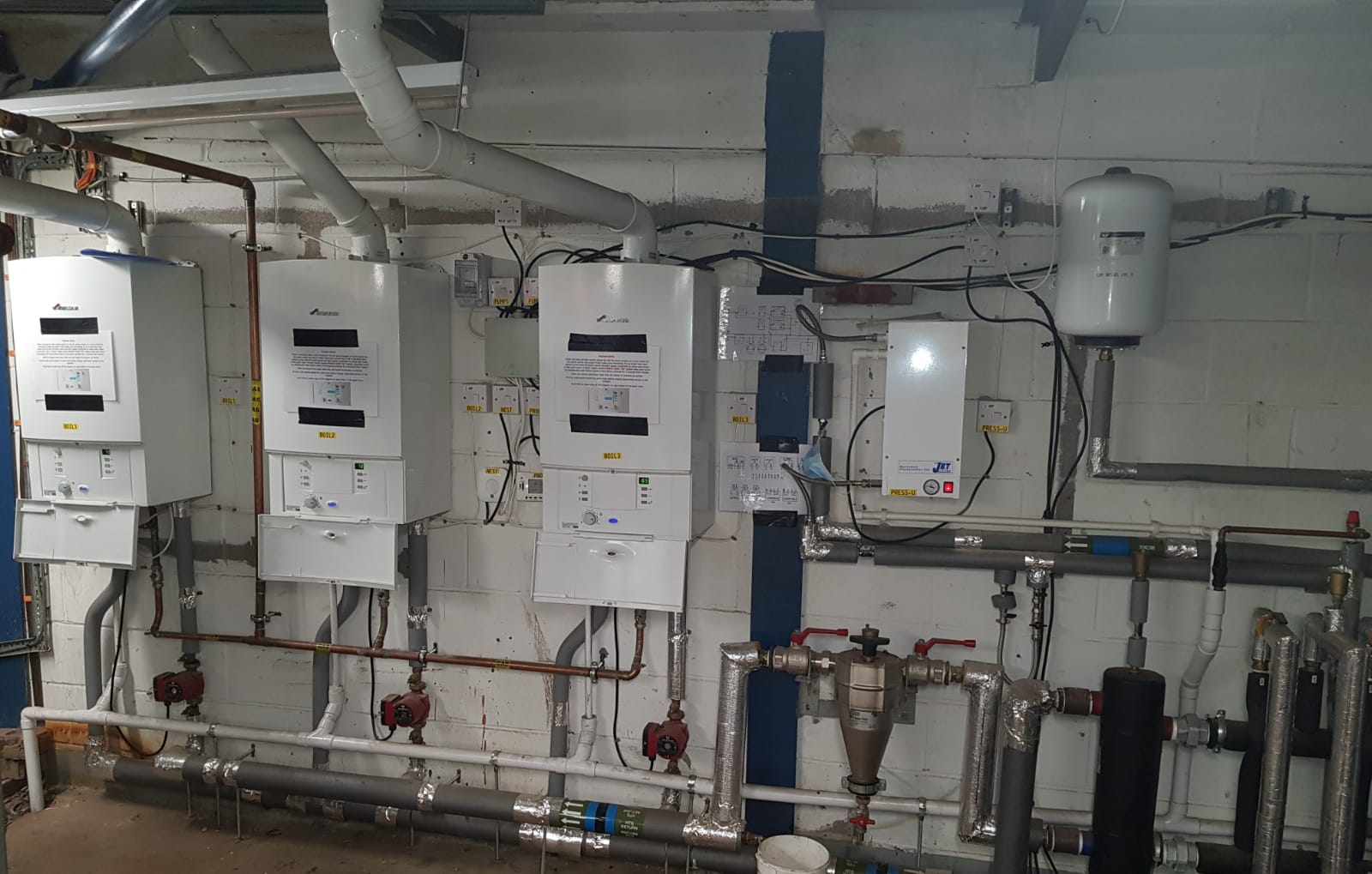 Cascade boiler setup for commercial installation